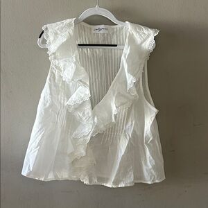 Carly Jean Los Angeles Cream Ruffled Blouse